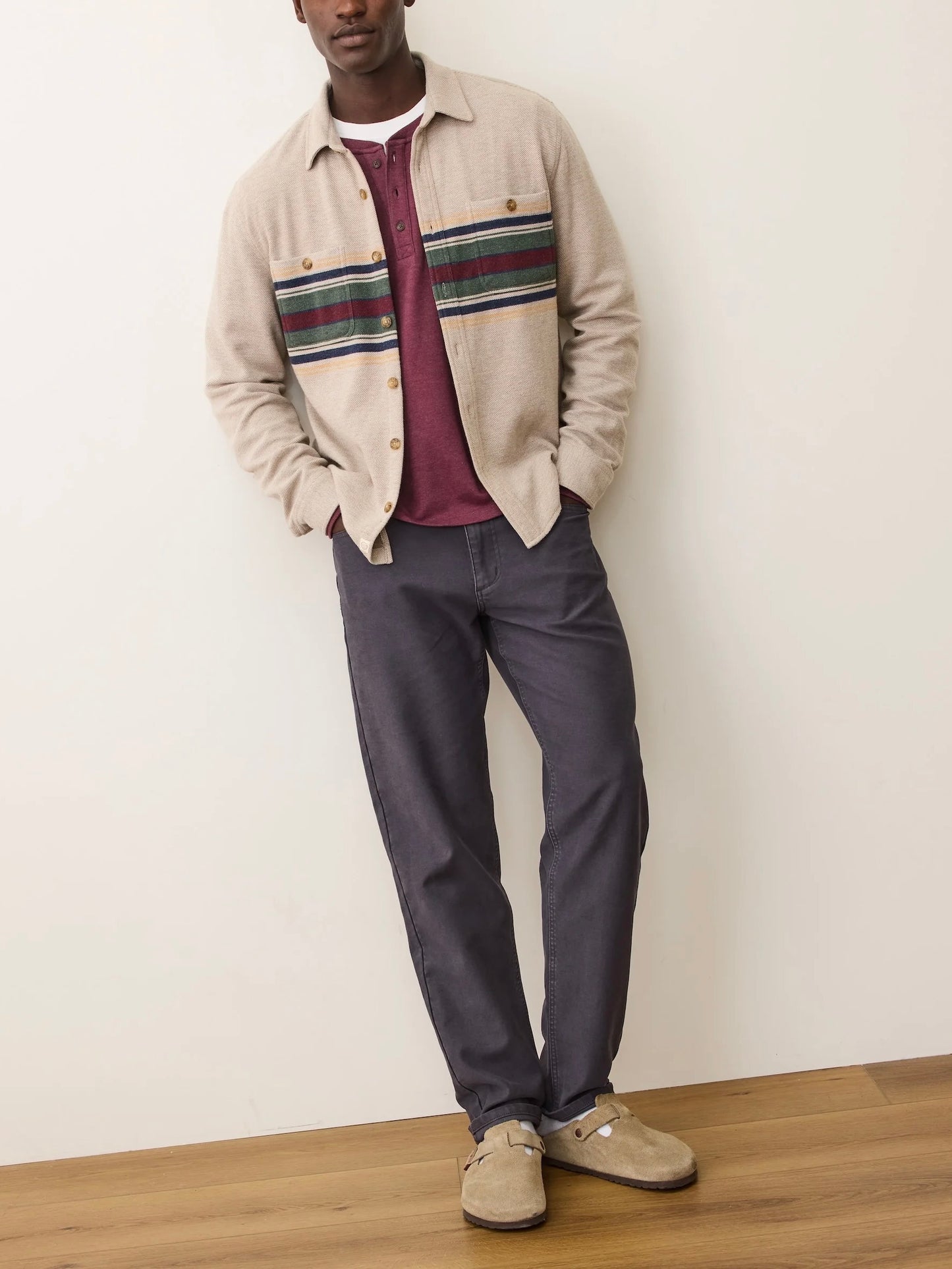 Taupe Multi Stripe - Pacifica Stretch Twill Overshirt