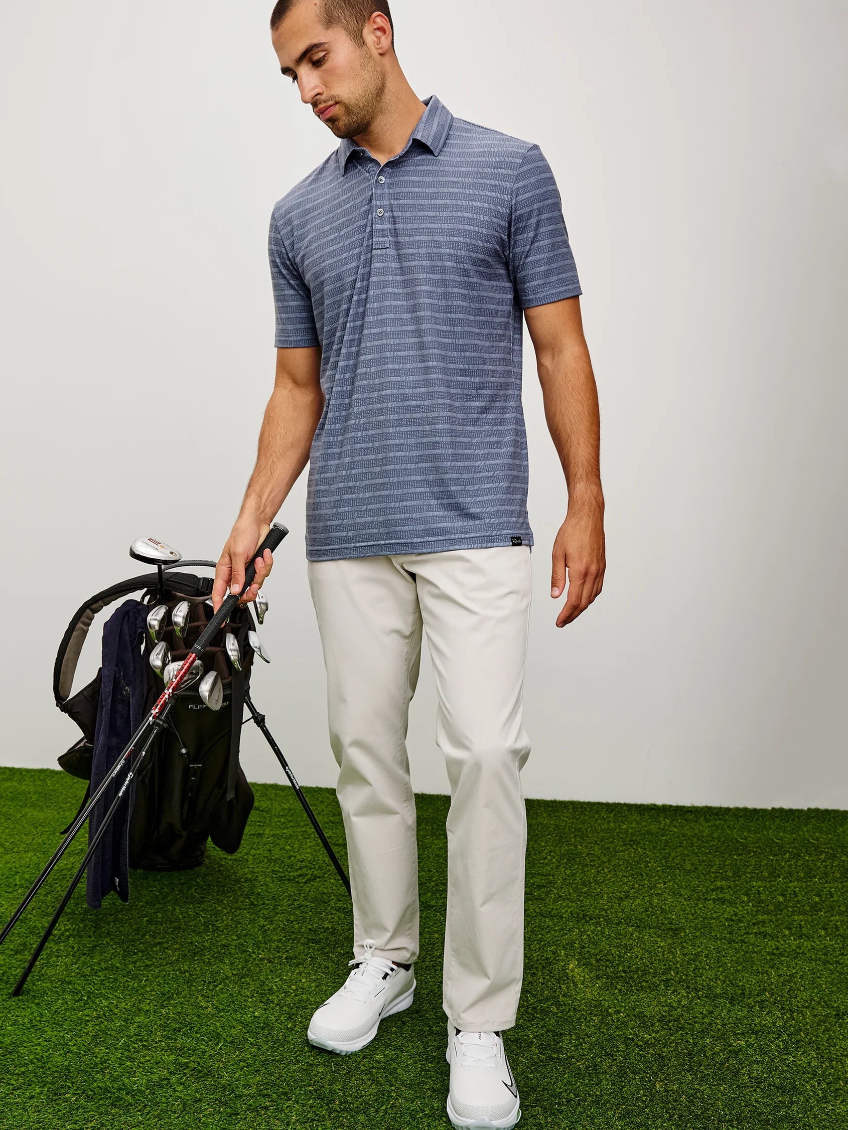 Sashiko Border Black - Merced Golf Polo