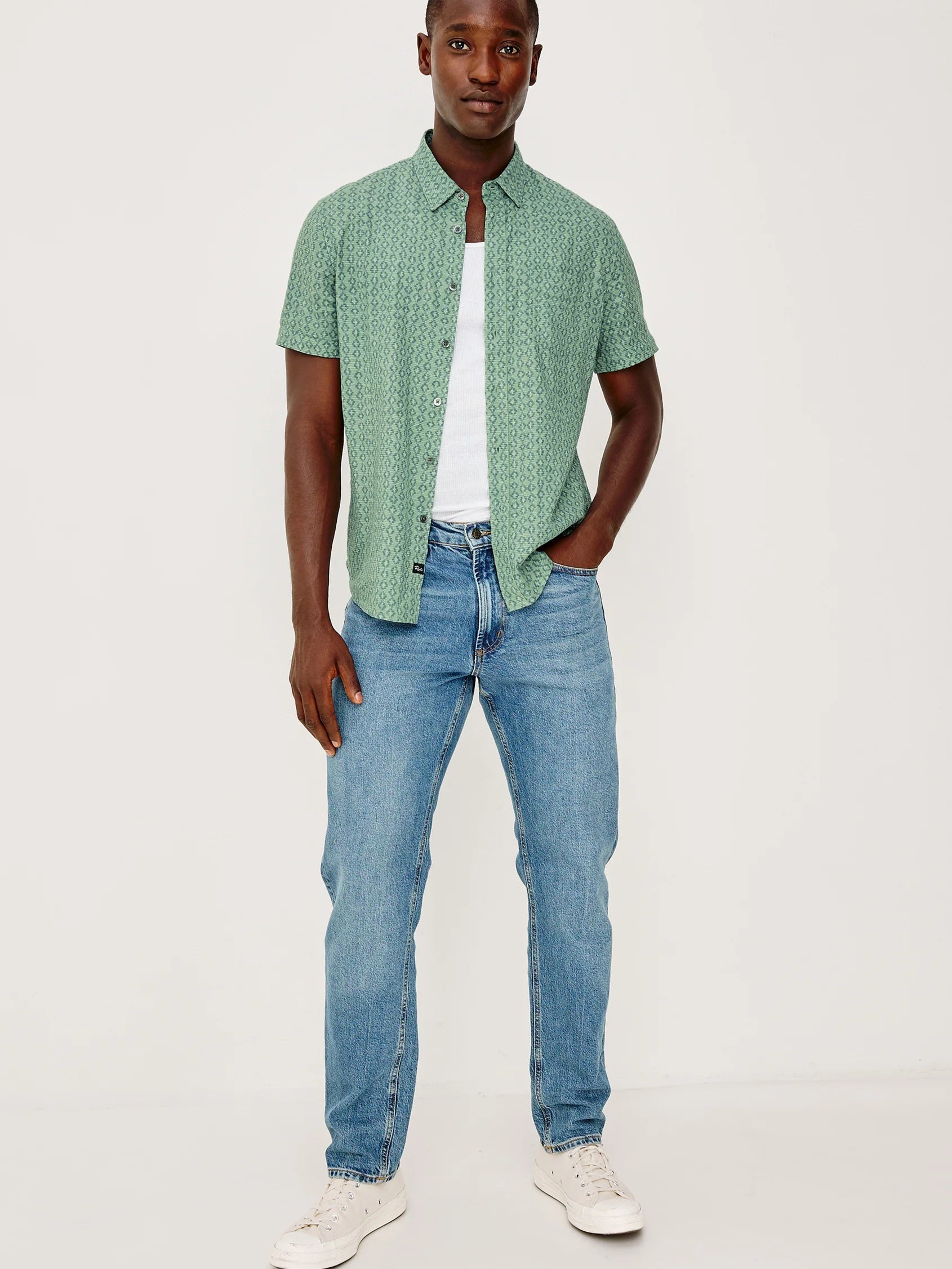 Wavy Batik Aqua - Carson Shirt