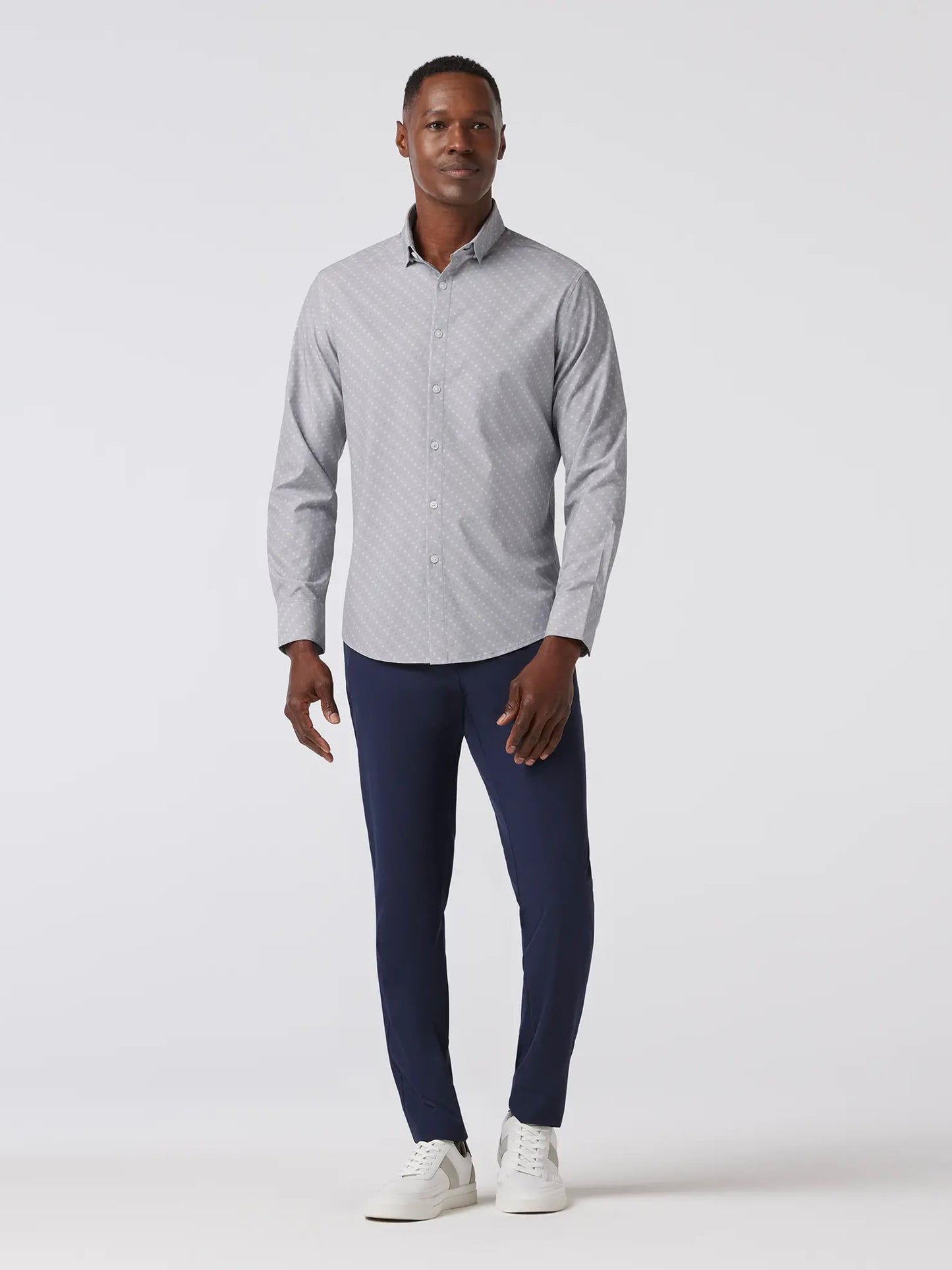 Silver Dotted Diamond - Leeward No Tuck LS Dress Shirt
