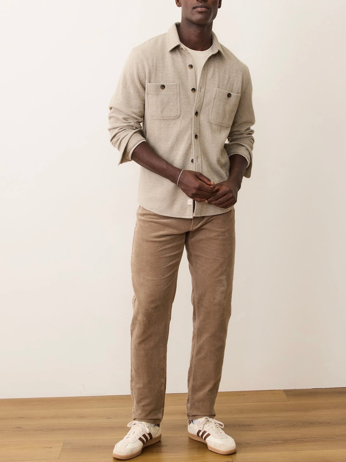 Taupe Herringbone - Pacifica Stretch Twill Overshirt