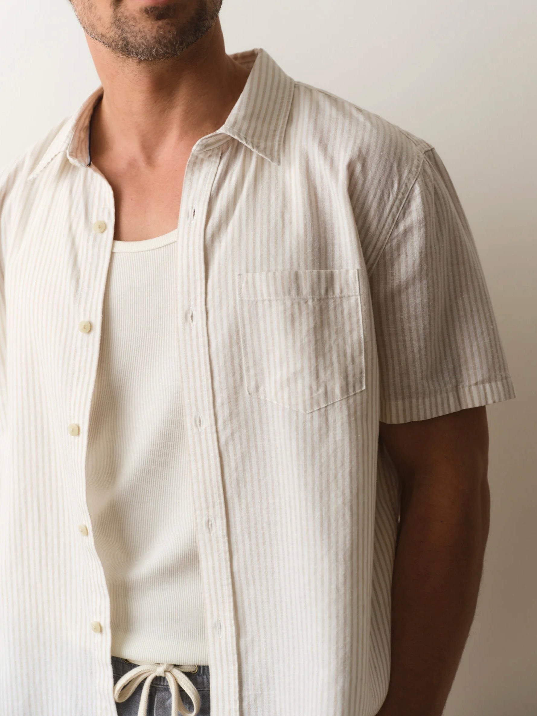 Tan/White Stripe -Better Than Linen Shirt