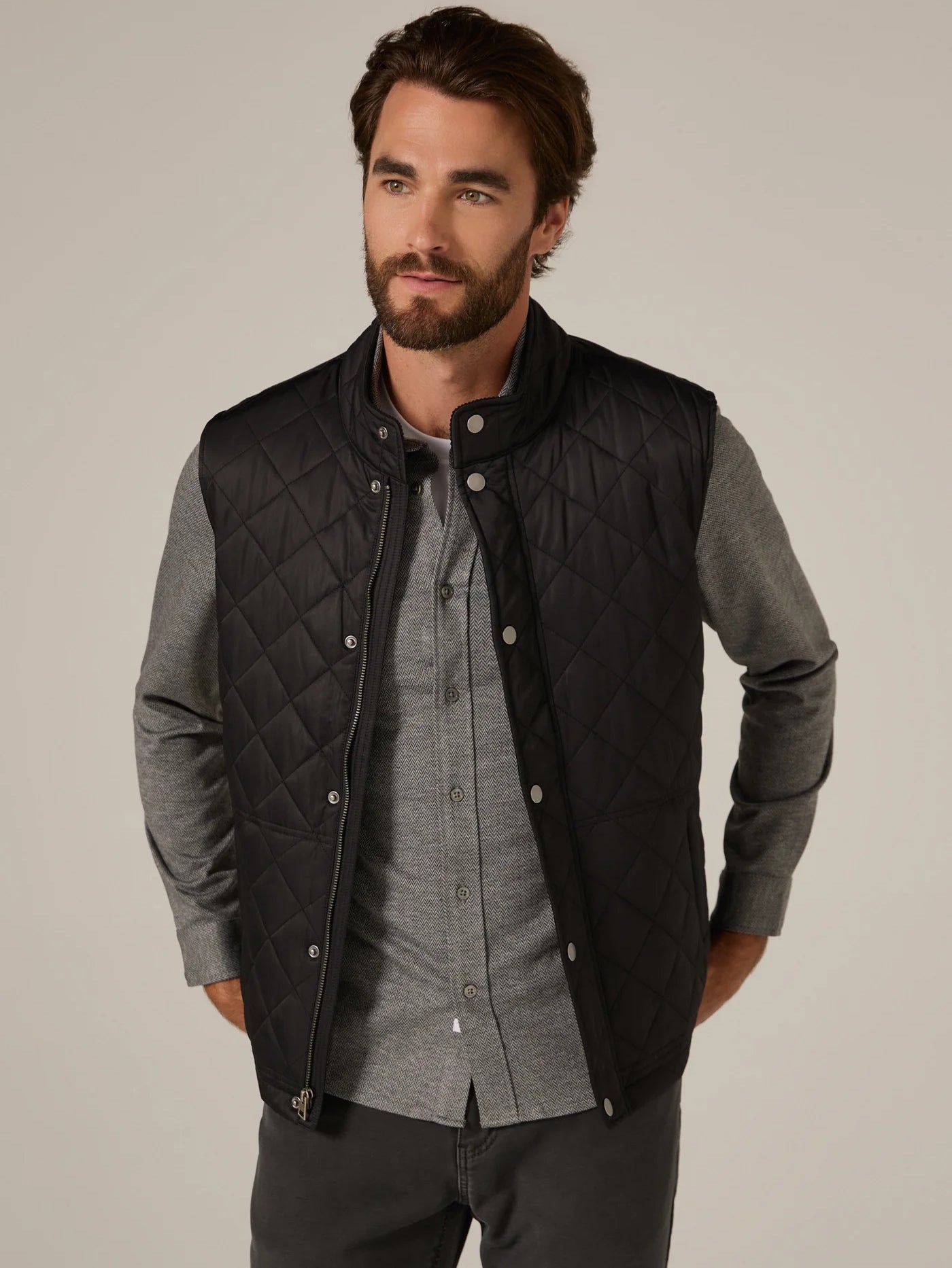 Black - Crest Quilted Vest