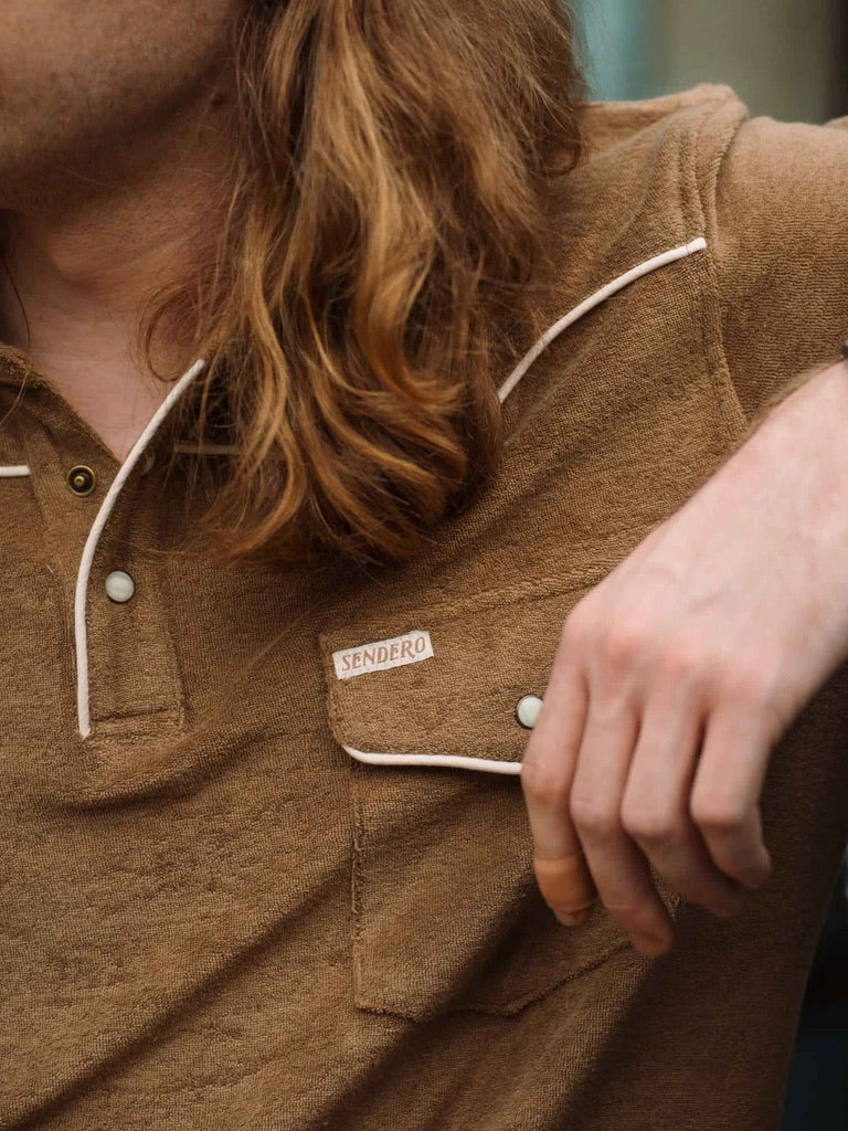 Light Brown - Cantina Terry Polo Short Sleeve Shirt