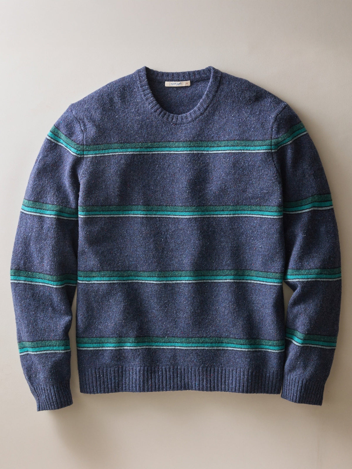 Navy/Green Multi Stripe - Merino Crew Sweater