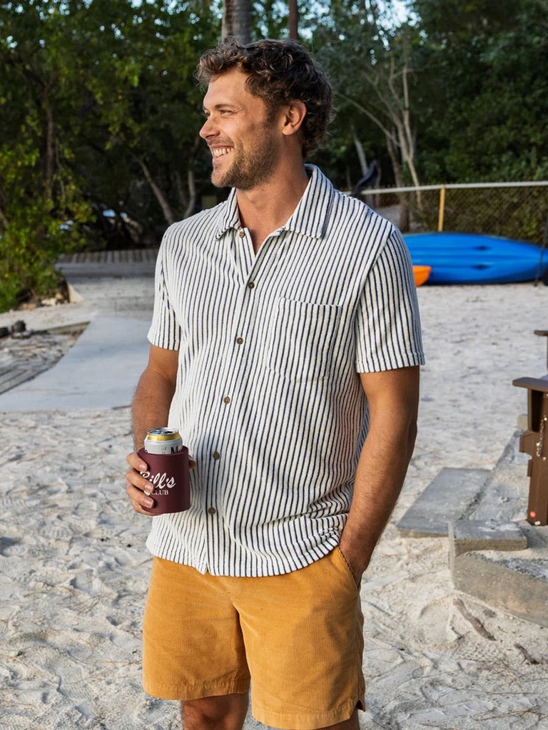 Striped Jacquard Natural - Terrycloth Button Down