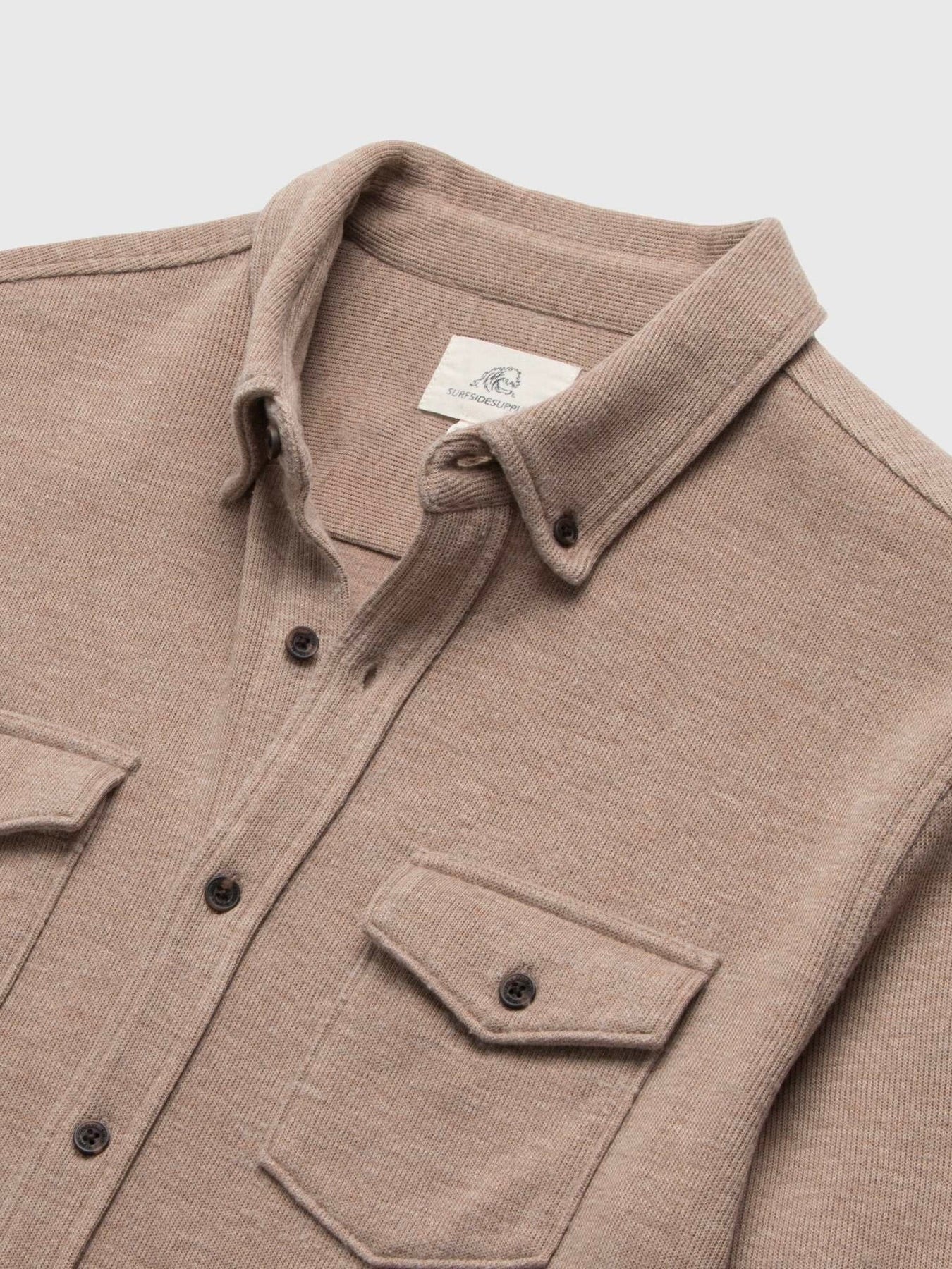 Camel Heather - Rex L/S Soft Rib 2 Patch Pocket Shirt