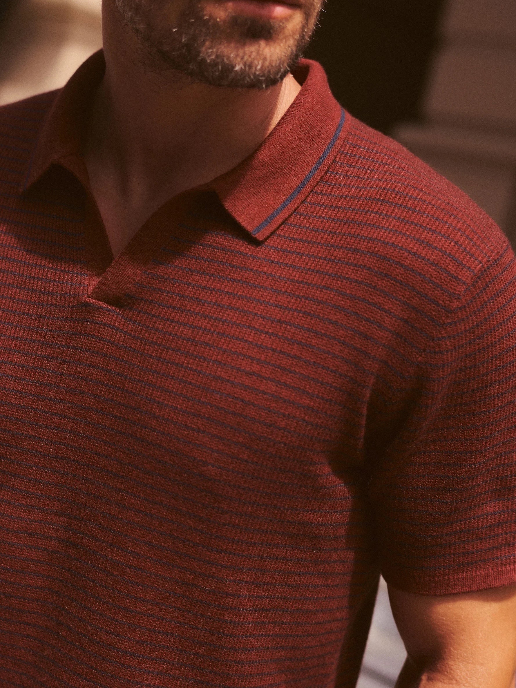 Red/Navy Stripe - Liam Sweater Polo