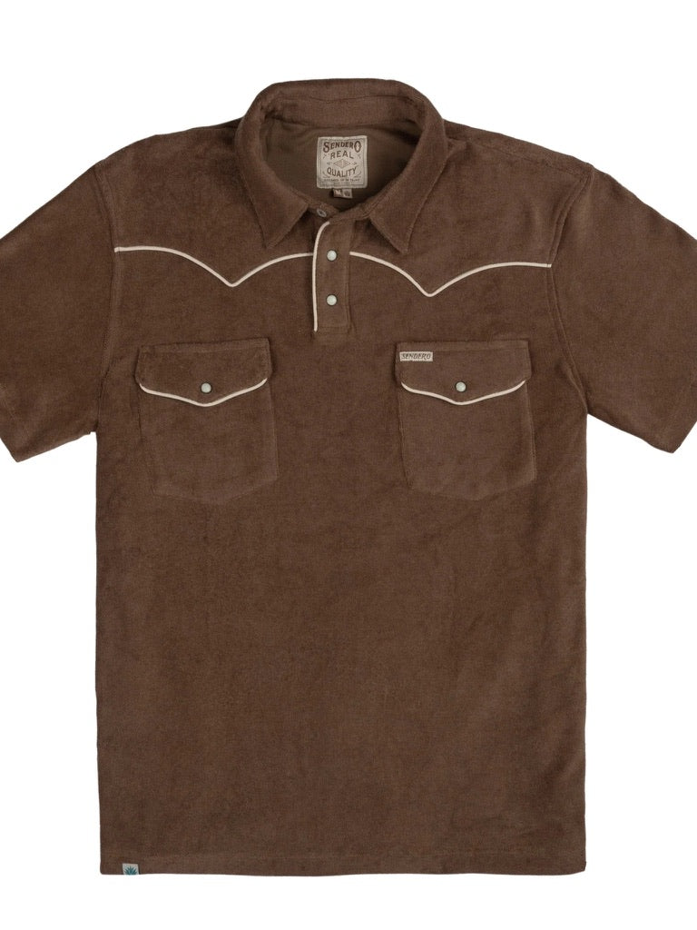 Light Brown - Cantina Terry Polo Short Sleeve Shirt