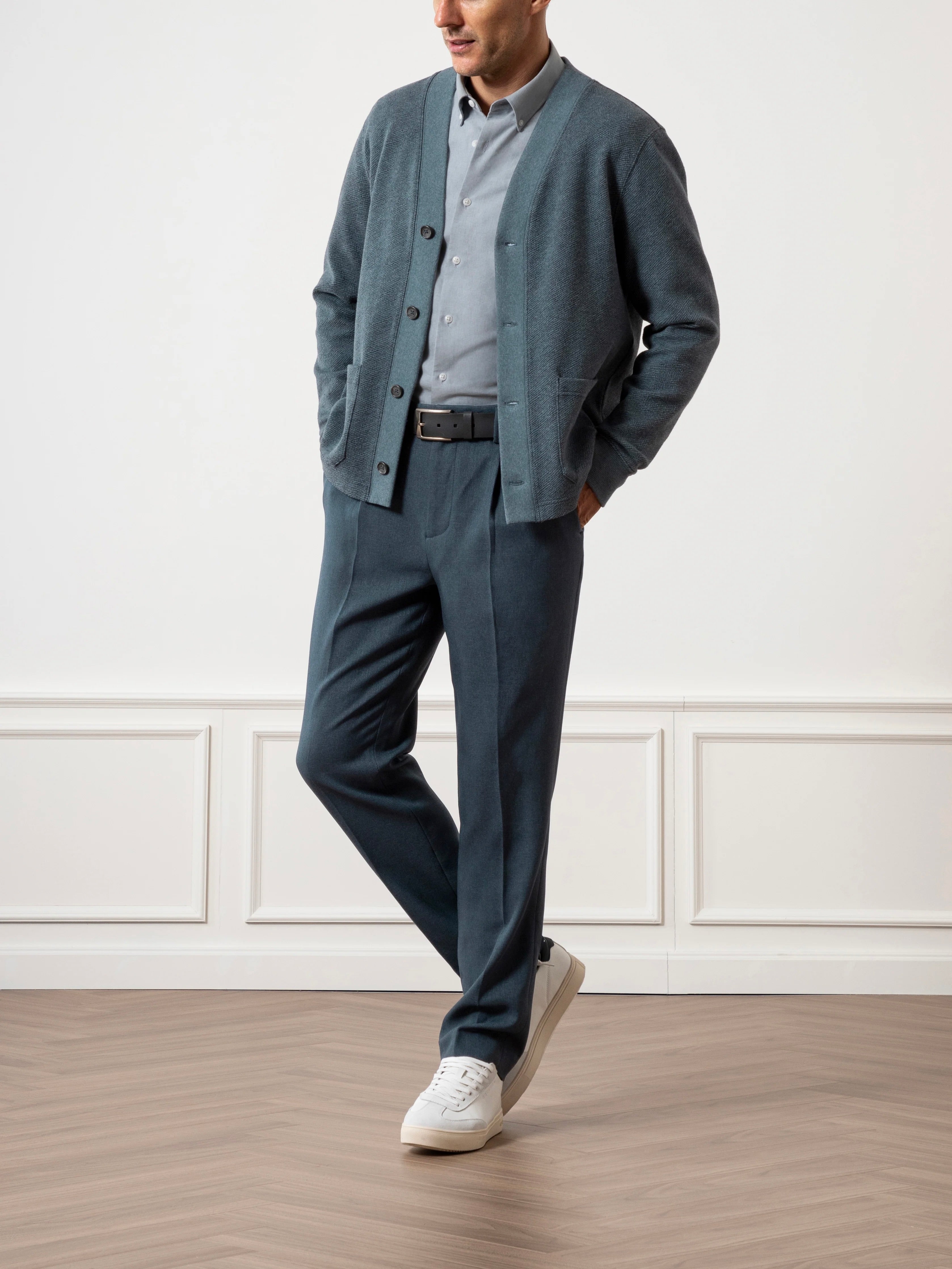 Yale Blue Heather- Byron Jarcqiard Cardigan