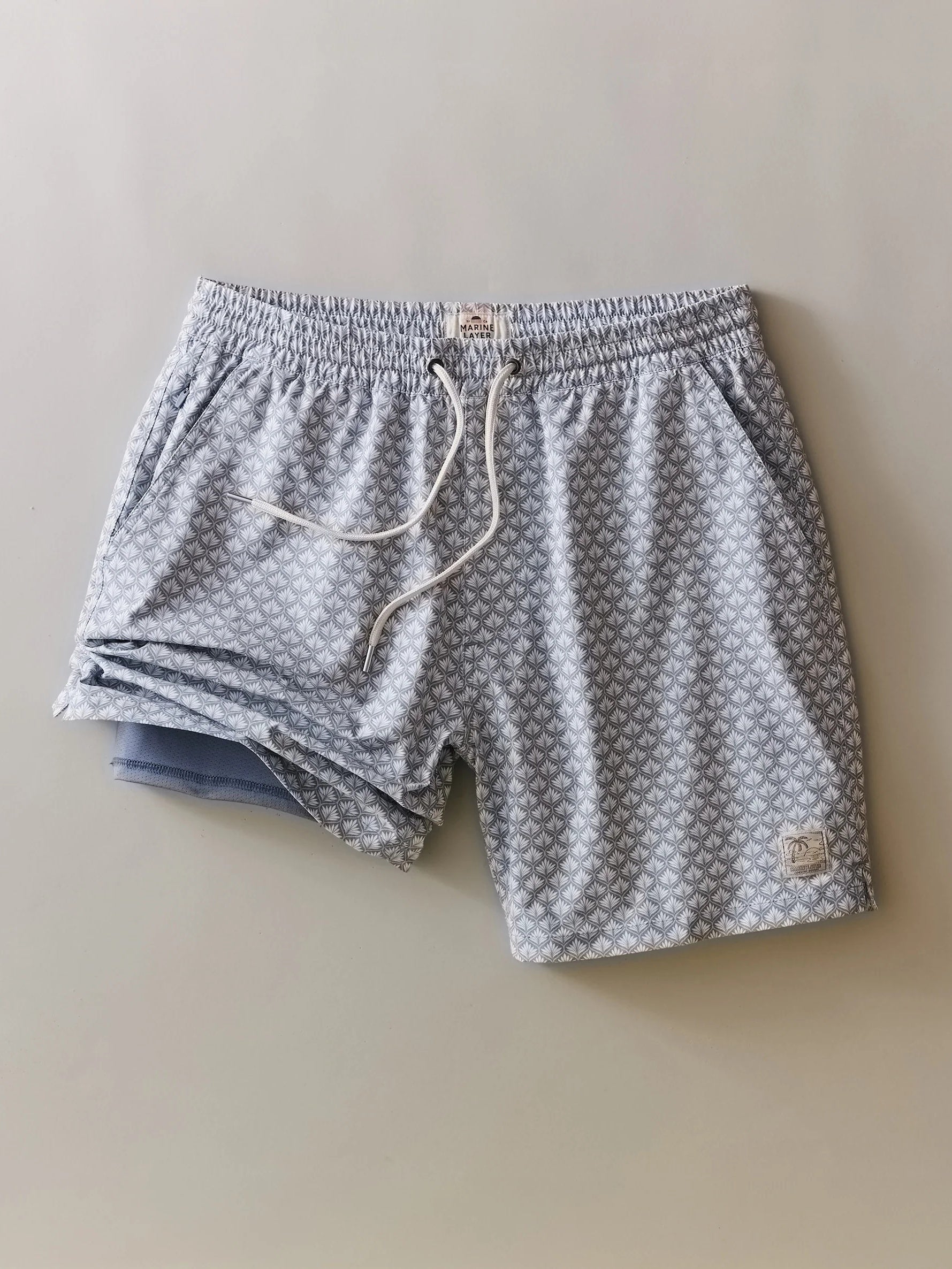 Light Blue Agave Print - Lined Sport & Swim Shorts 6"