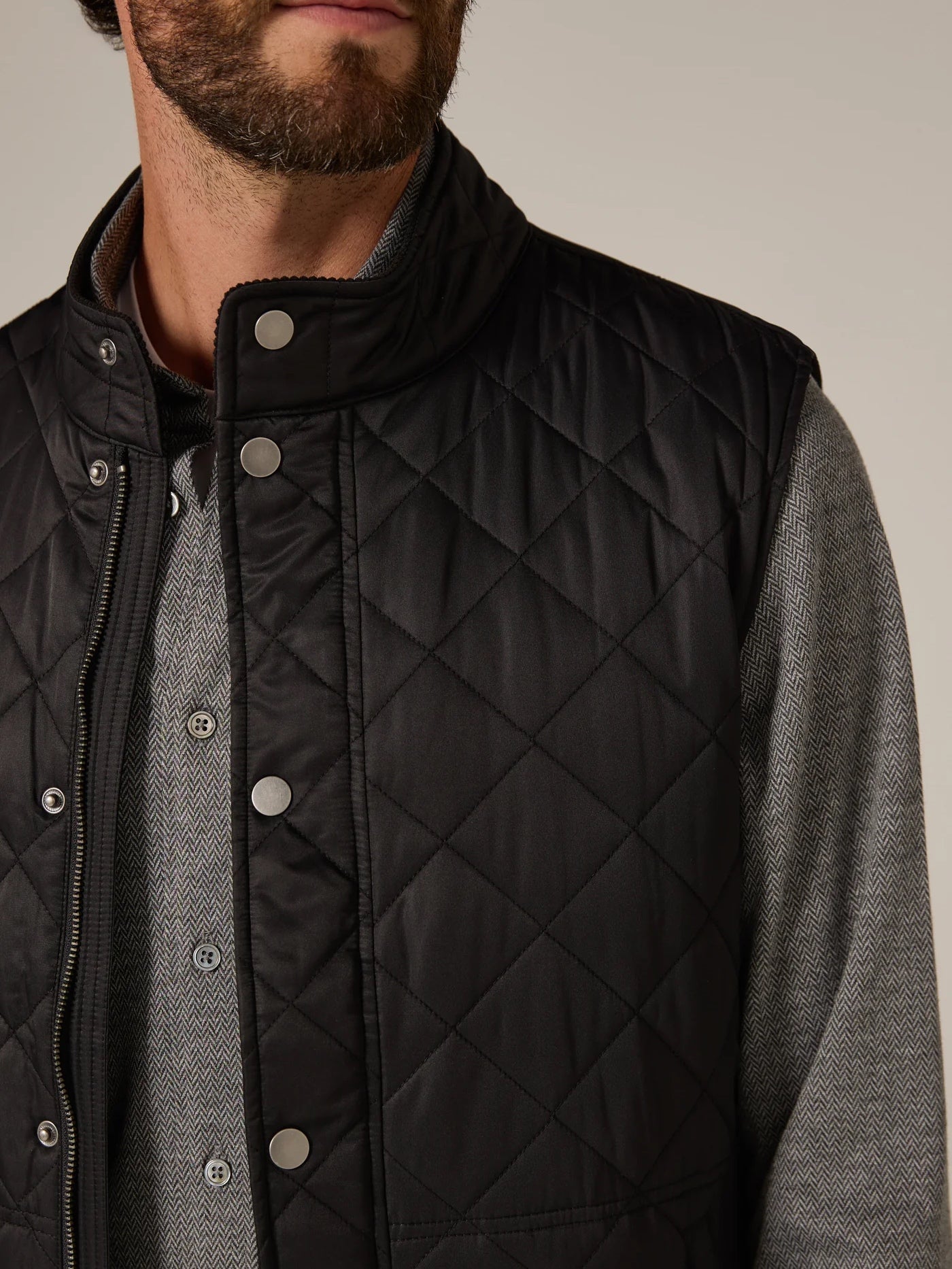 Black - Crest Quilted Vest