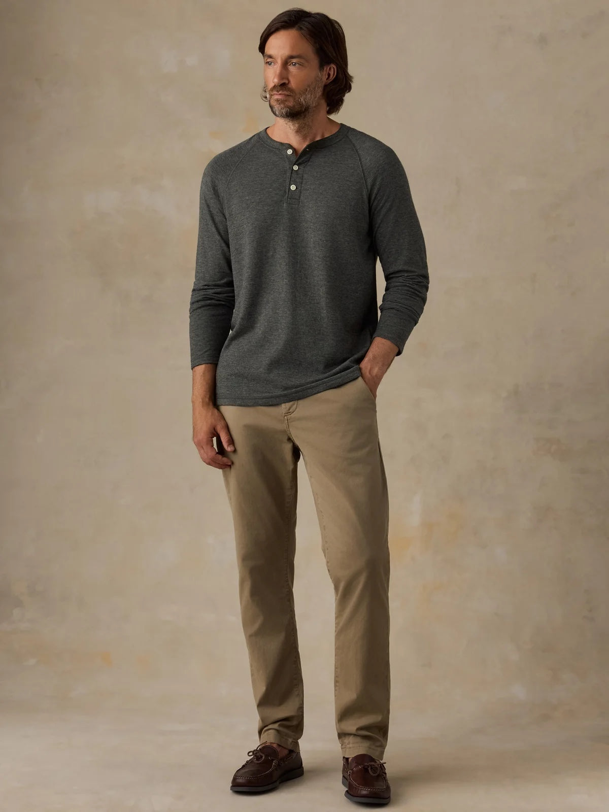 Deep Olive Feeder- LS Cloud Henley