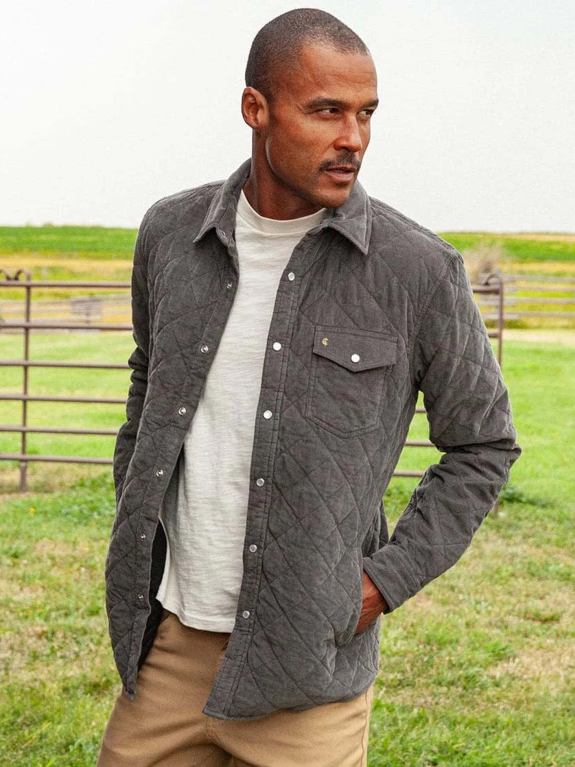 Midnight Ash - Corduroy Quilted Shacket