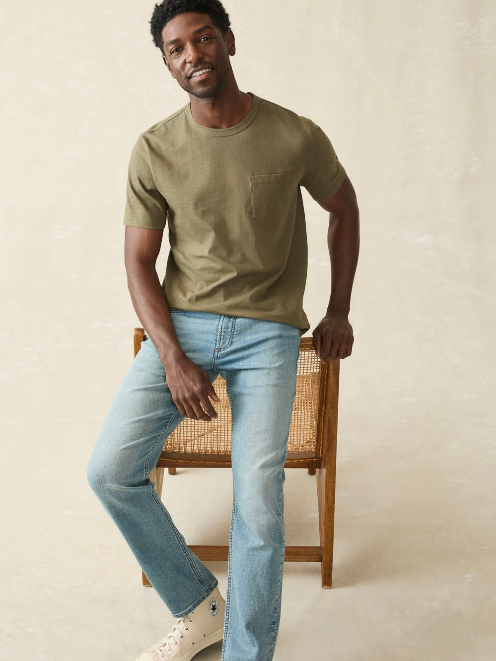 Olive - Sunwashed Pocket Tee