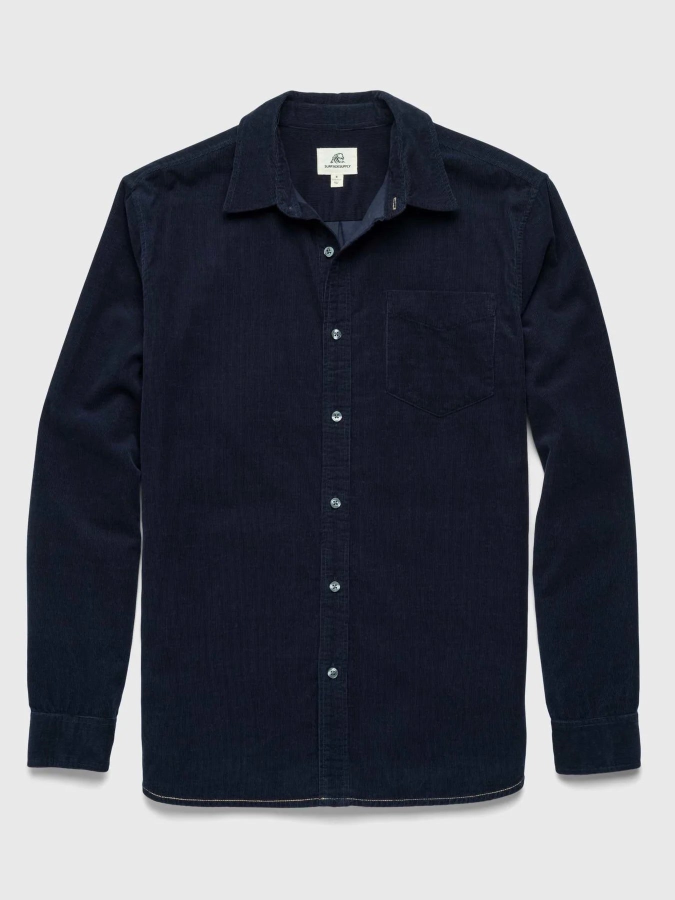 Navy Blazer- Brian L/S Baby Cord 1 Pocket Shirt