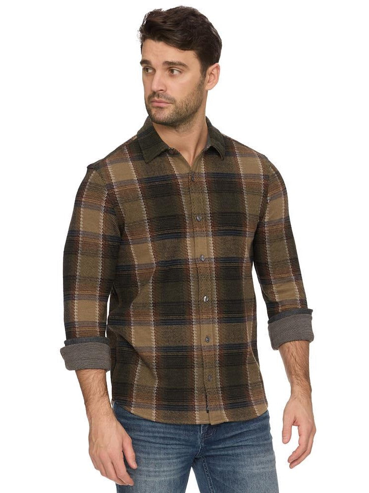 Olive/Brown - Crowley LS Hero Knit Flannel