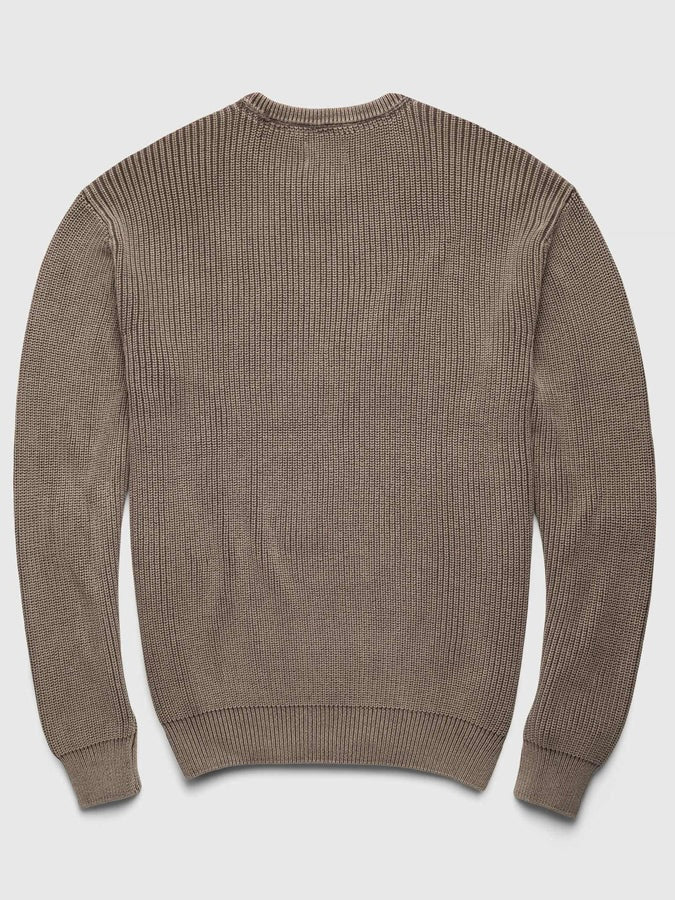Khaki - Eddie Yarn Dye Crewneck Fisherman Sweater