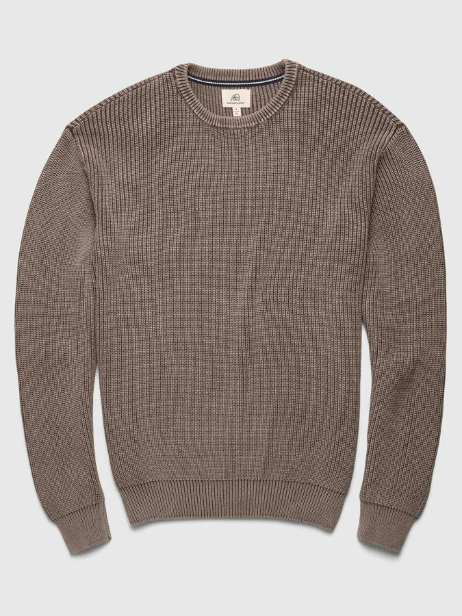 Khaki - Eddie Yarn Dye Crewneck Fisherman Sweater