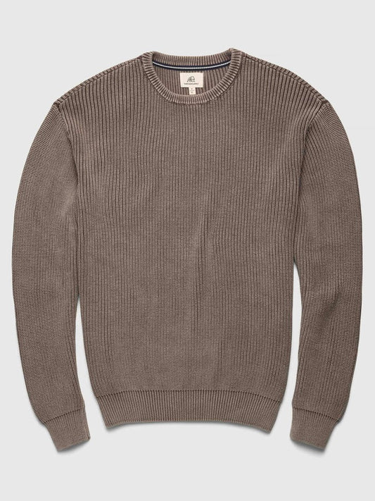 Khaki - Eddie Yarn Dye Crewneck Fisherman Sweater
