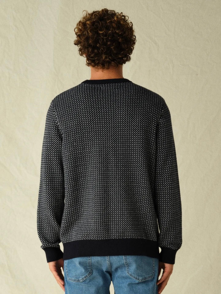 Navy Nautical Birdseye - Tidal Sweater