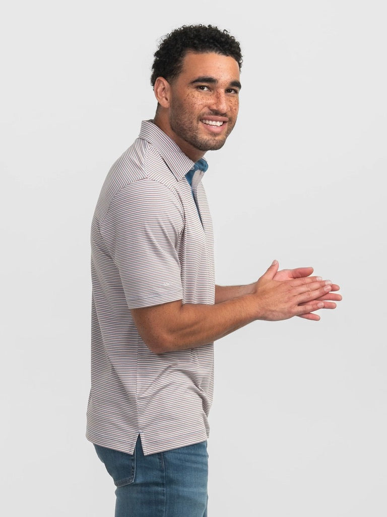 Scoreboard Stripe Polo - Smoke Blue