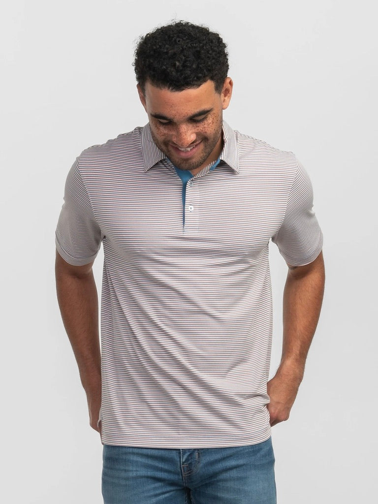 Scoreboard Stripe Polo - Smoke Blue