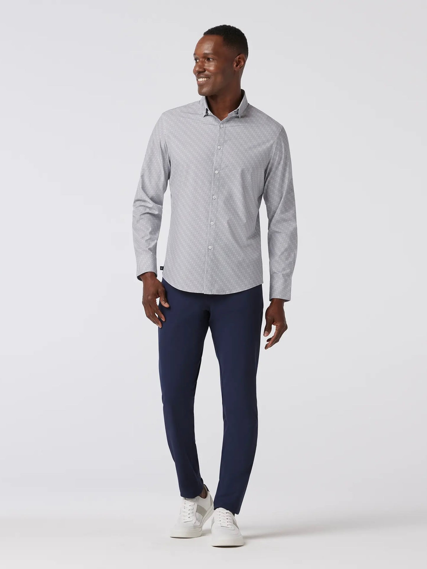 Silver Dotted Diamond - Leeward No Tuck LS Dress Shirt