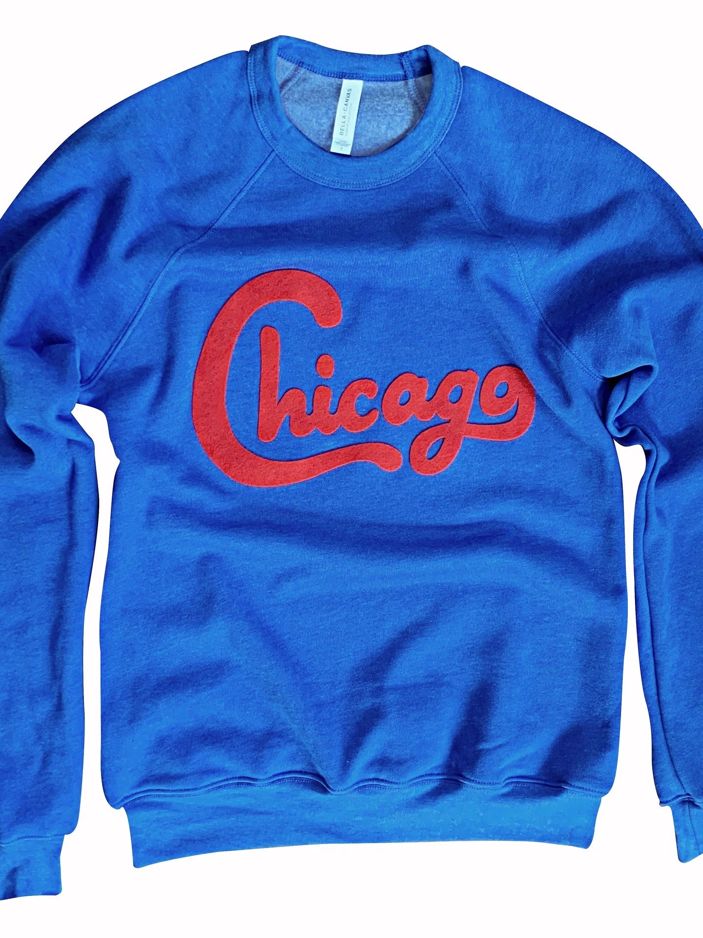 Chicago Blue Felt Applique Crewneck