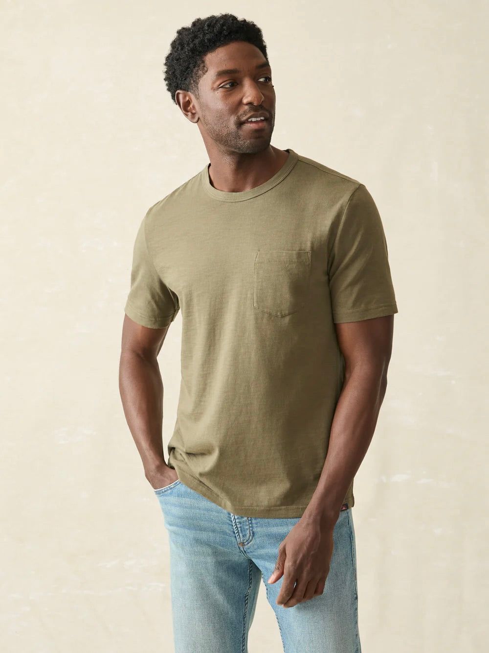 Olive - Sunwashed Pocket Tee