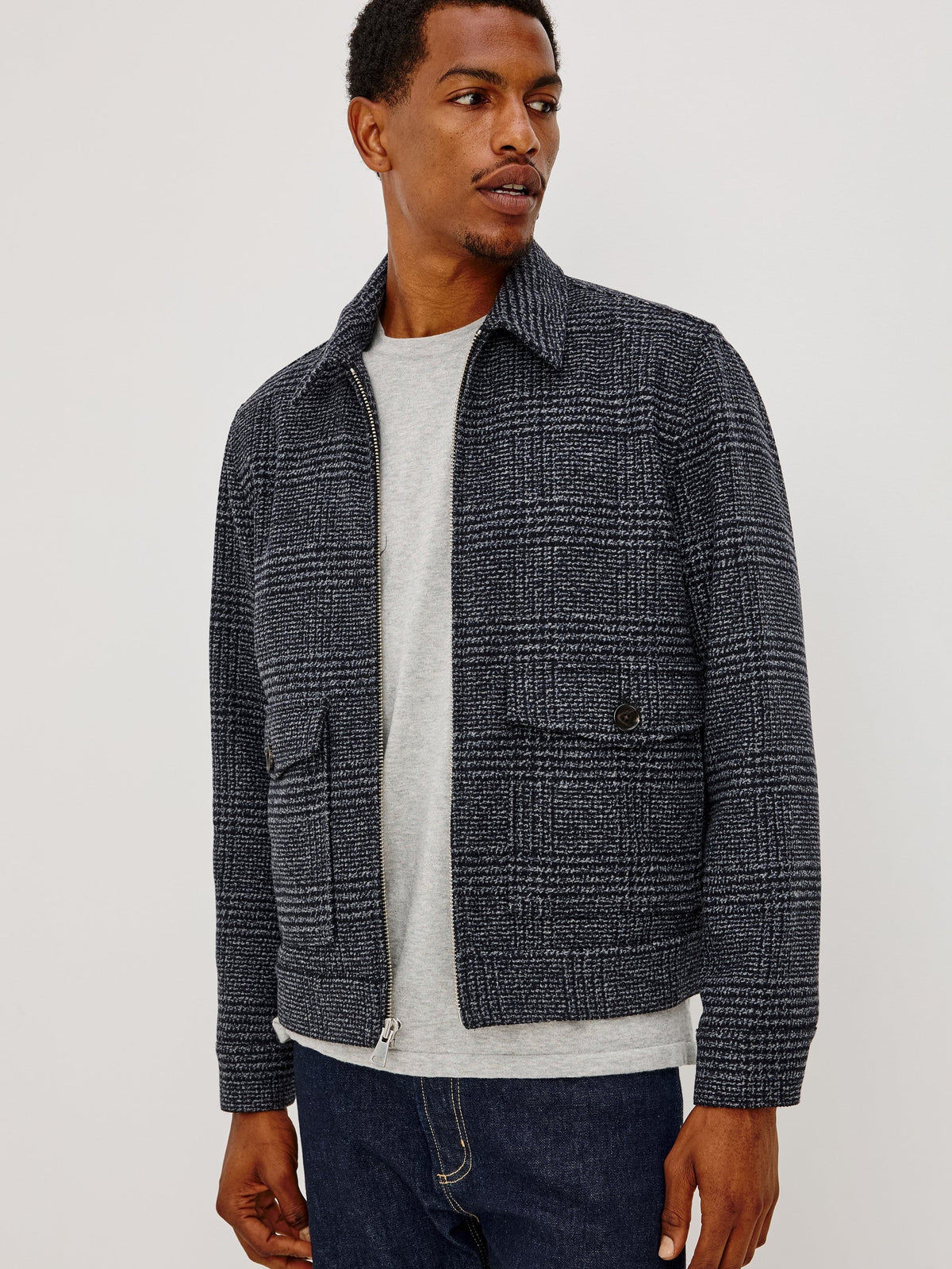 Navy Static Plaid - Tillman Jacket