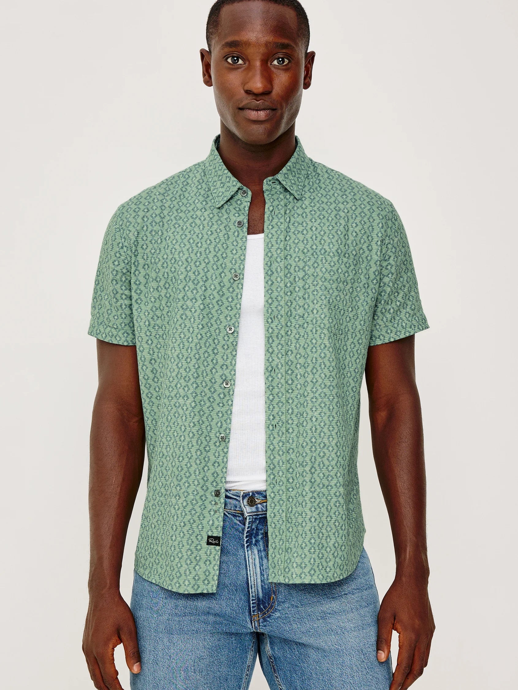 Wavy Batik Aqua - Carson Shirt