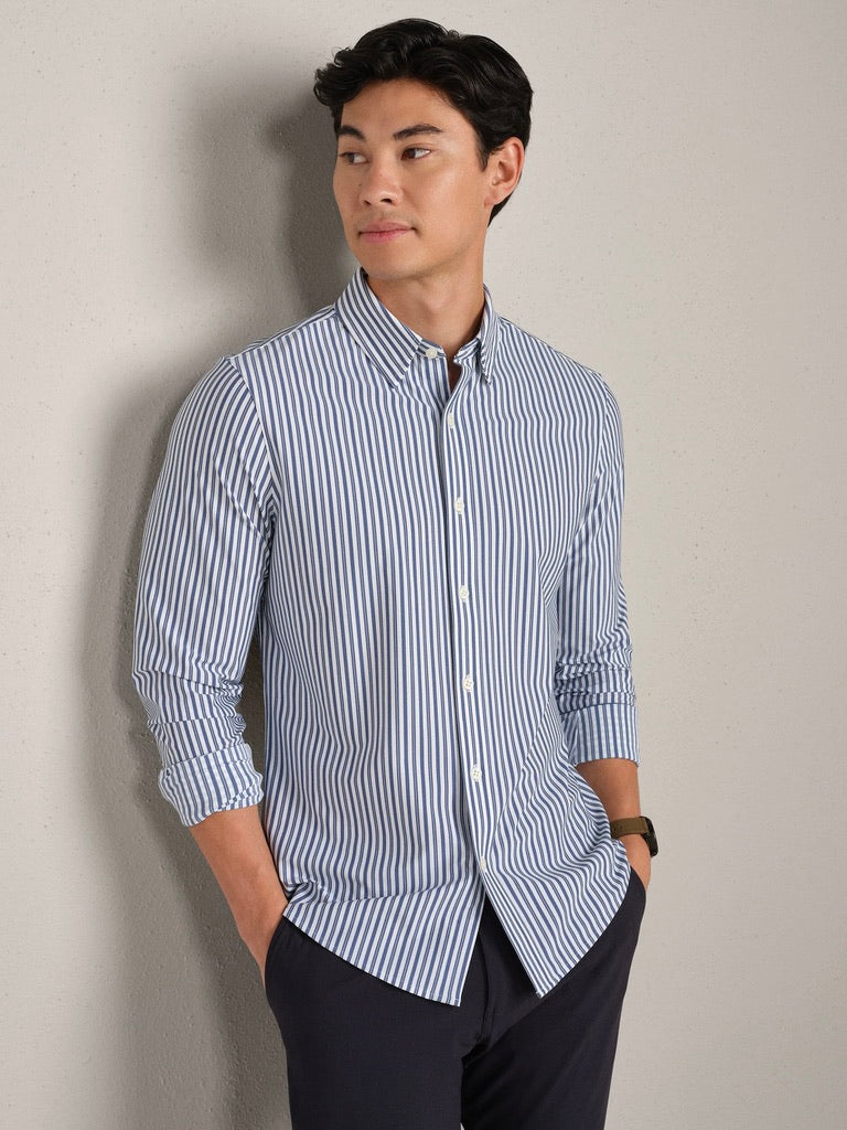 Navy/White Vintage Stripe - Commuter Shirt - Slim Fit
