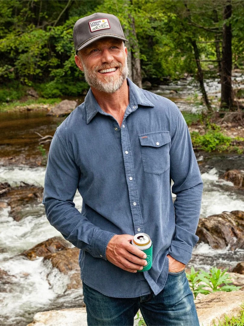 Slate Blue - Long Sleeve Corduroy Pearl Snap