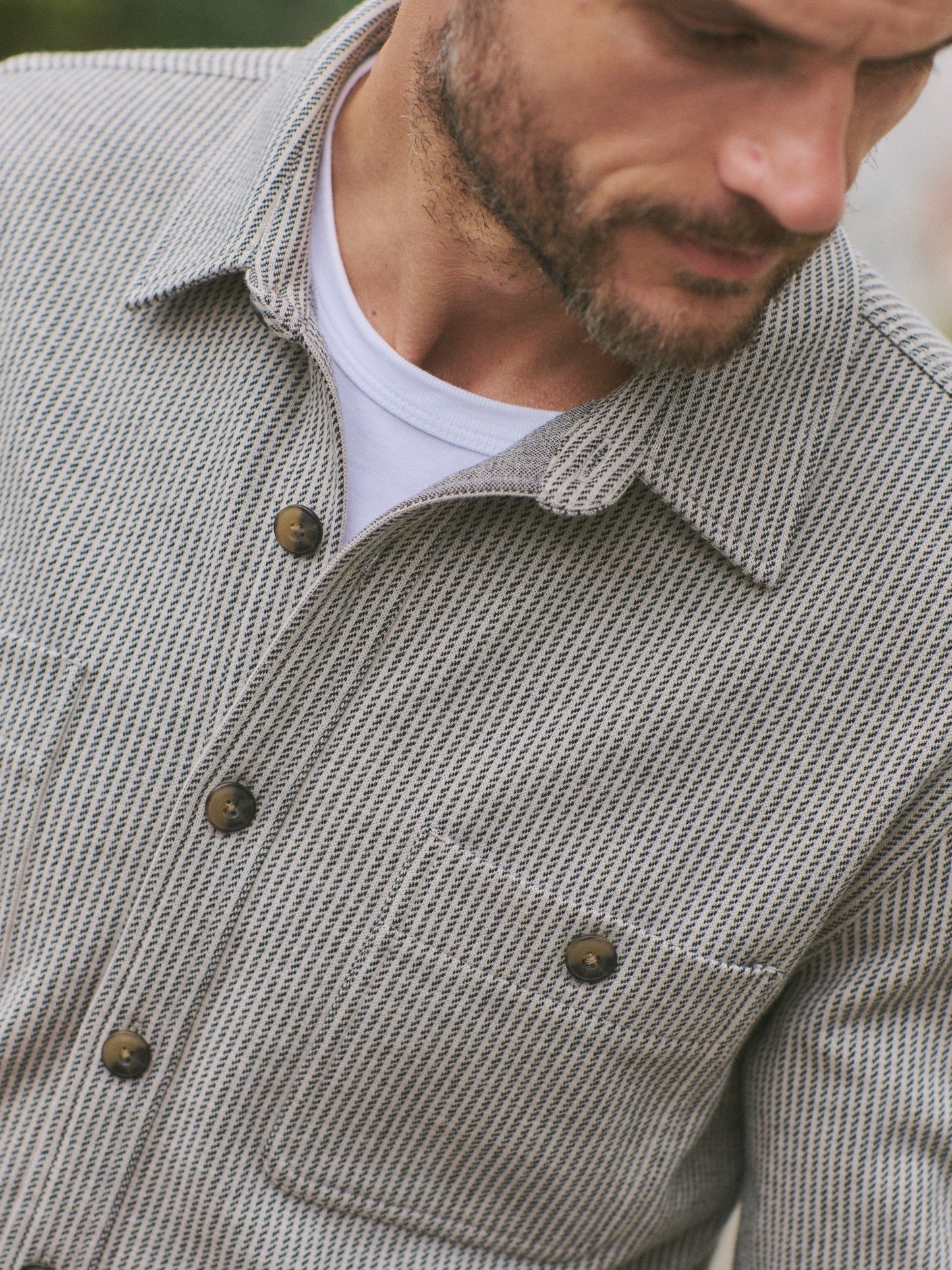 Grey Railroad Stripe - Pacifica Stretch Twill Shirt