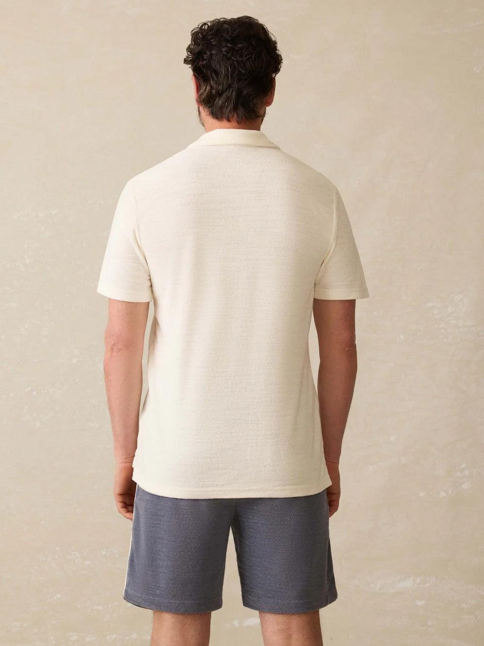 Vintage White - Cabana Towel Terry Surf Stripe Polo