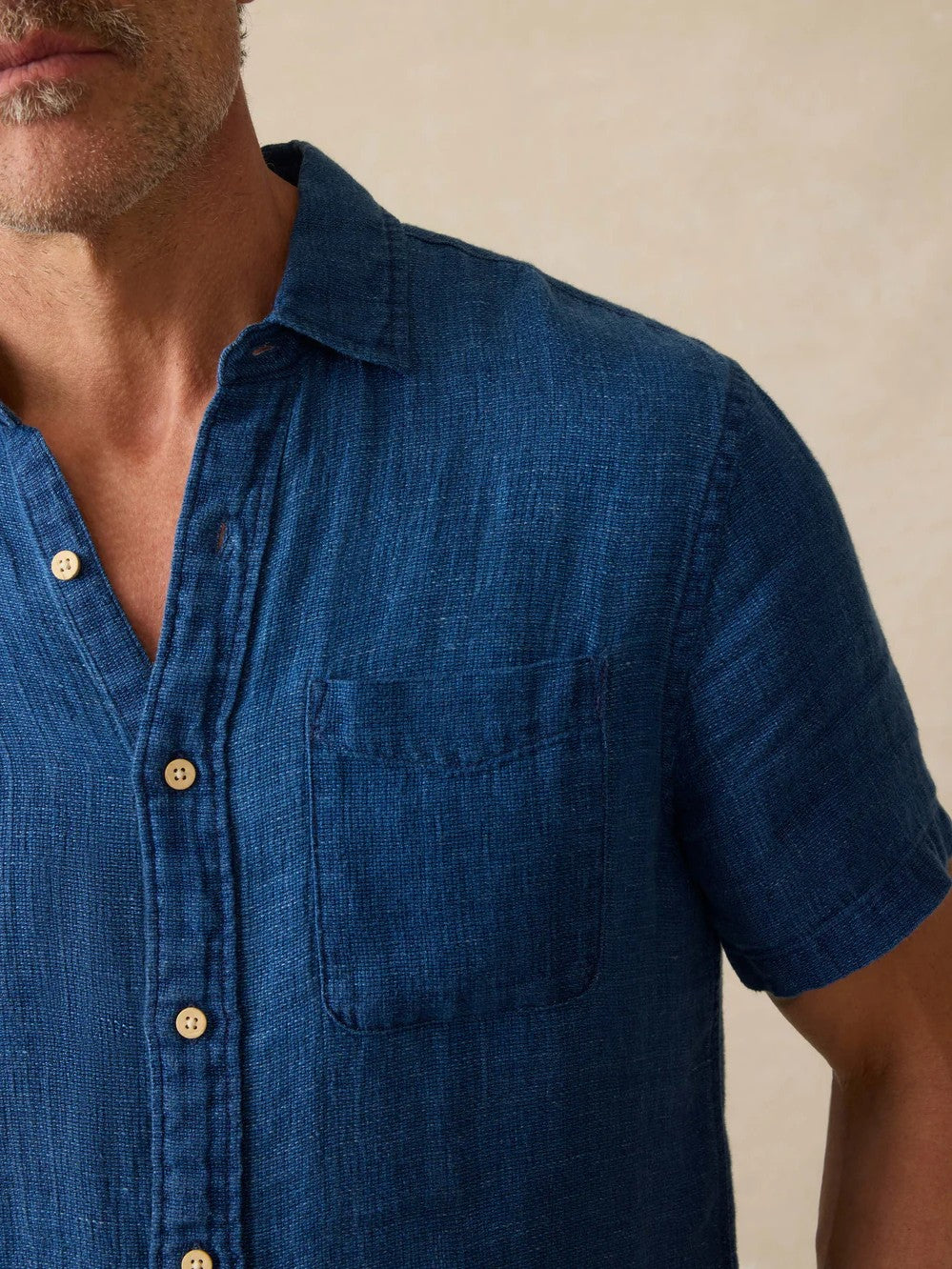 Indigo Basketweave - SS Palma Linen Shirt