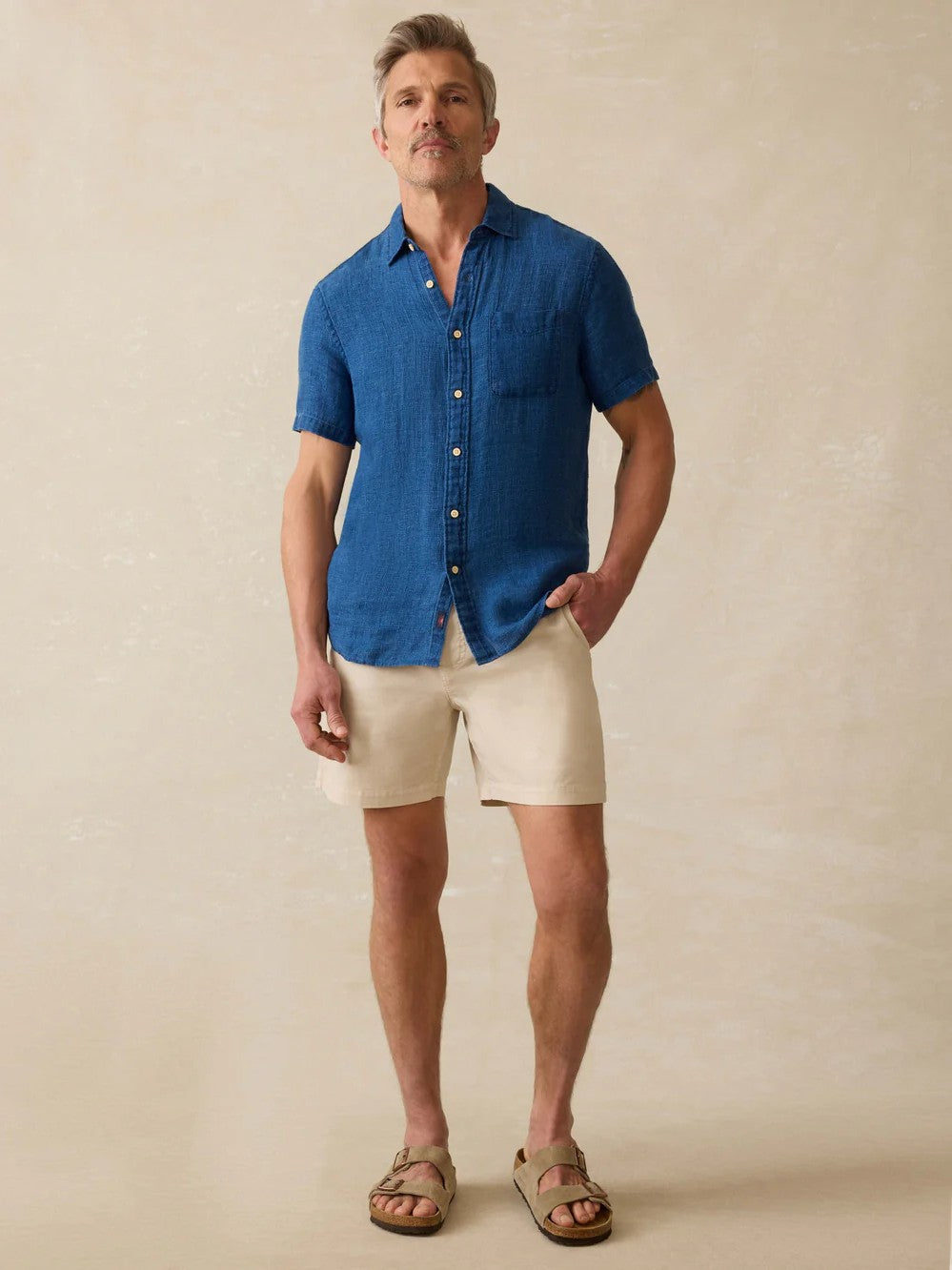 Indigo Basketweave - SS Palma Linen Shirt