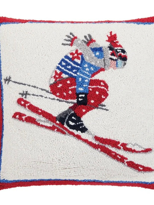 18 x 18 Holiday Pillow - Ski Jumper
