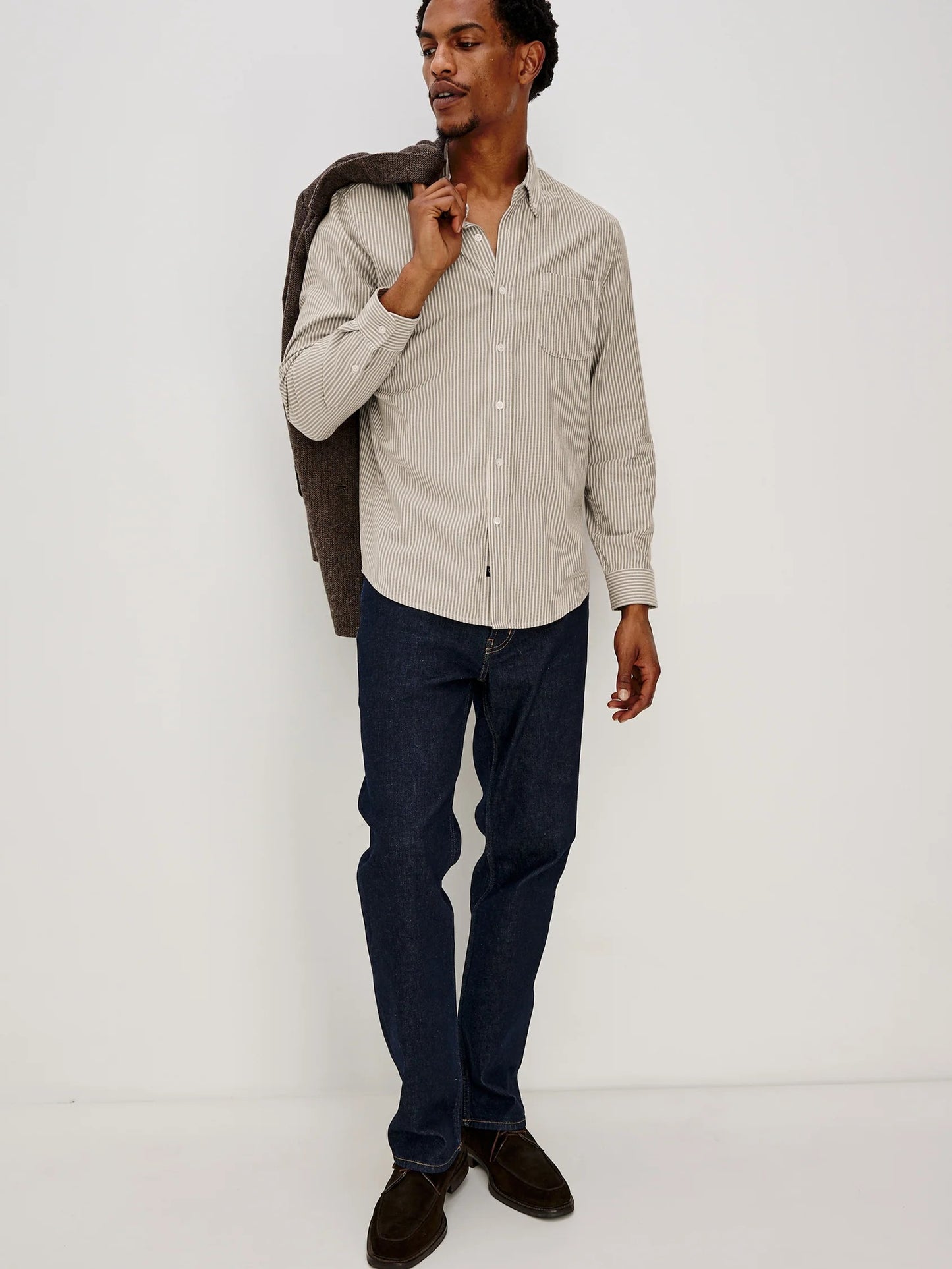 Cedar Oat Stripe - Vance Button Down Shirt