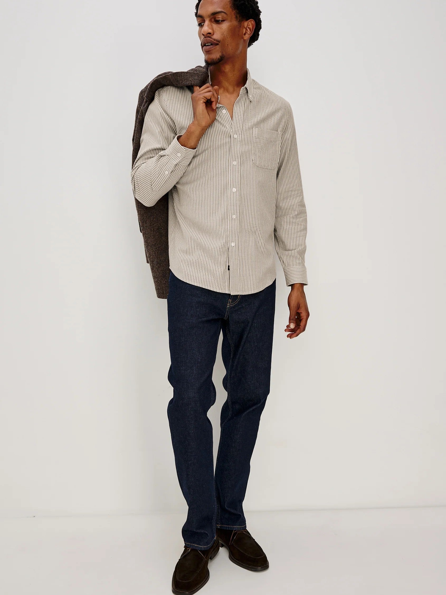 Cedar Oat Stripe - Vance Button Down Shirt