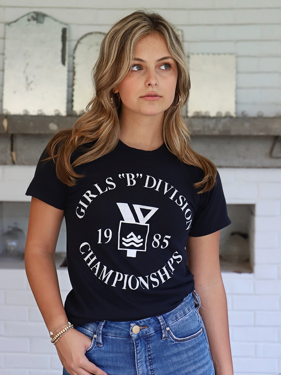Vintage 1985 Girls Swimming Championship T Shirt - XSmall/Small