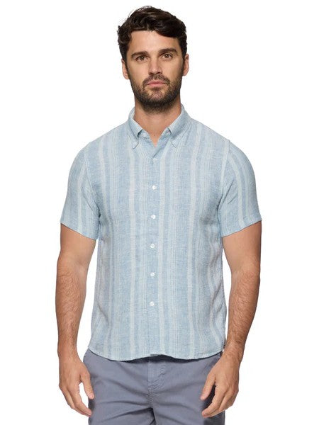 Light Blue - Oceanside SS Linen Blend Shirt