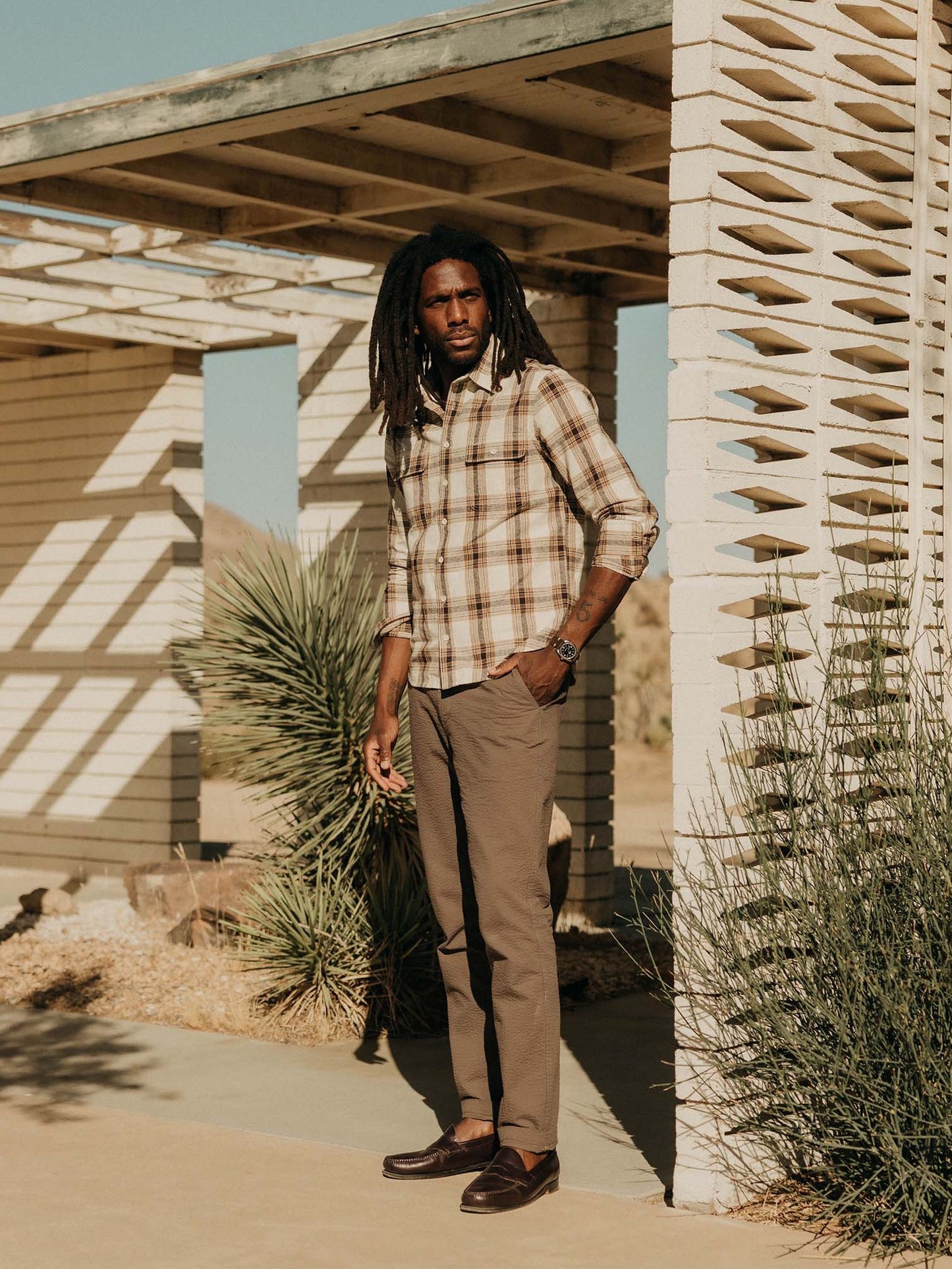 Bark Plaid Linen - The Craftsman Shirt