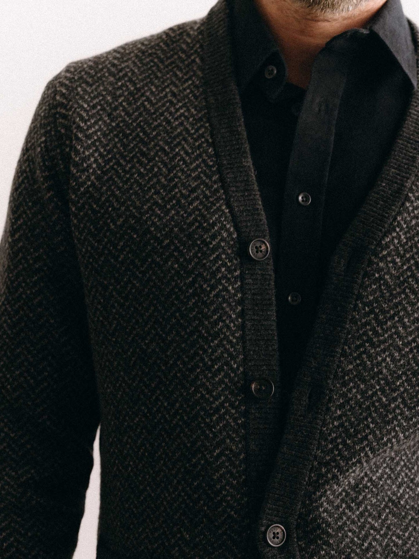 Heather Charcoal Herringbone - The Eddy Cardigan
