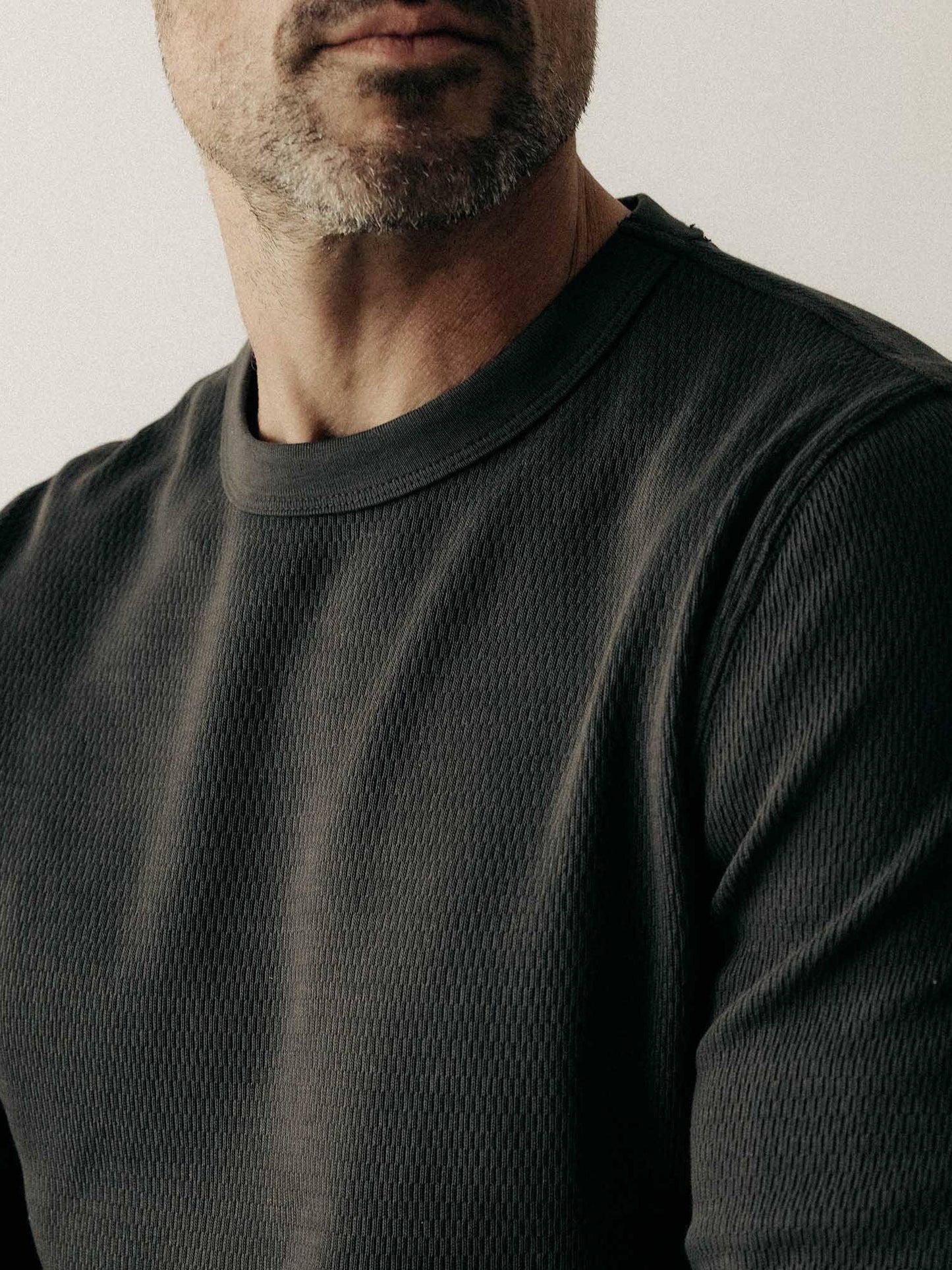 Faded Black Waffle - The Organic Cotton Crew