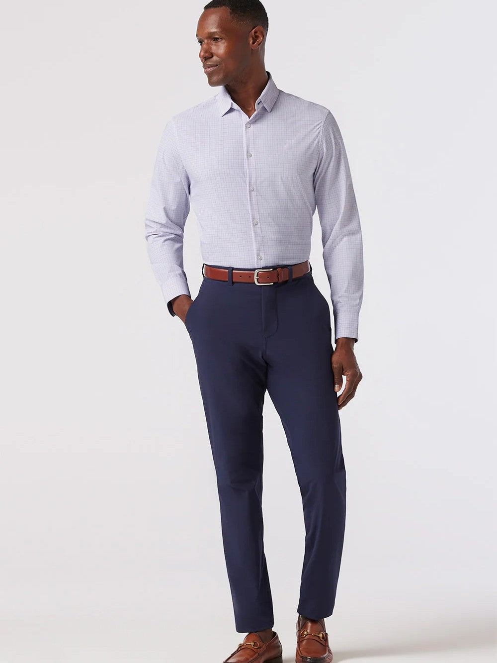 Lavender Michael Plaid - Leeward LS Dress Shirt