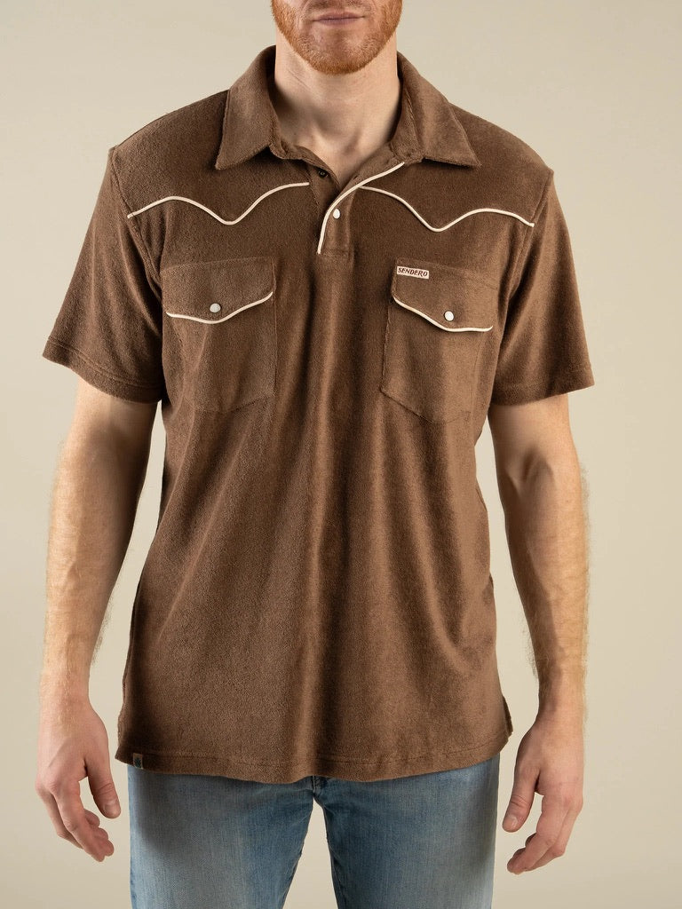 Light Brown - Cantina Terry Polo Short Sleeve Shirt
