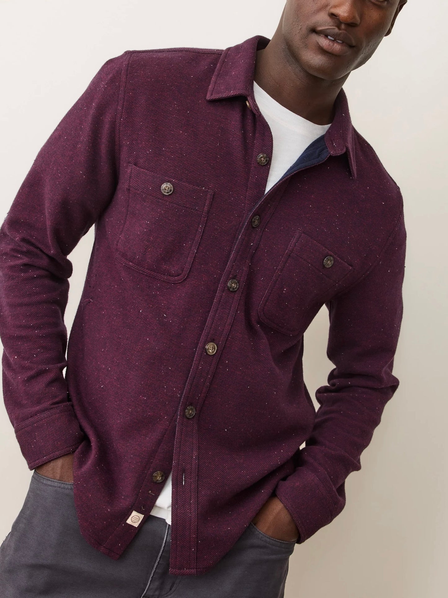 Burgundy Neps - Pacifica Stretch Twill Overshirt