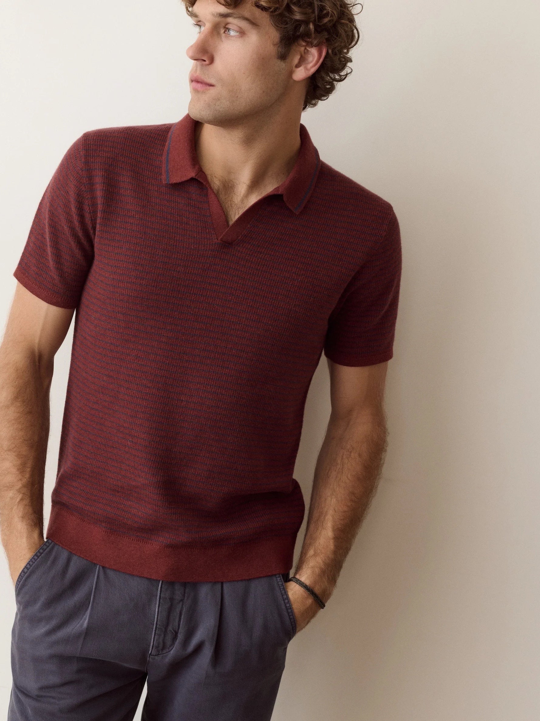 Red/Navy Stripe - Liam Sweater Polo
